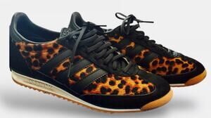 Adidas SL 72 Black Leopard Sneaker SZ 7 Pony Hair Green Collegiate Black Lace